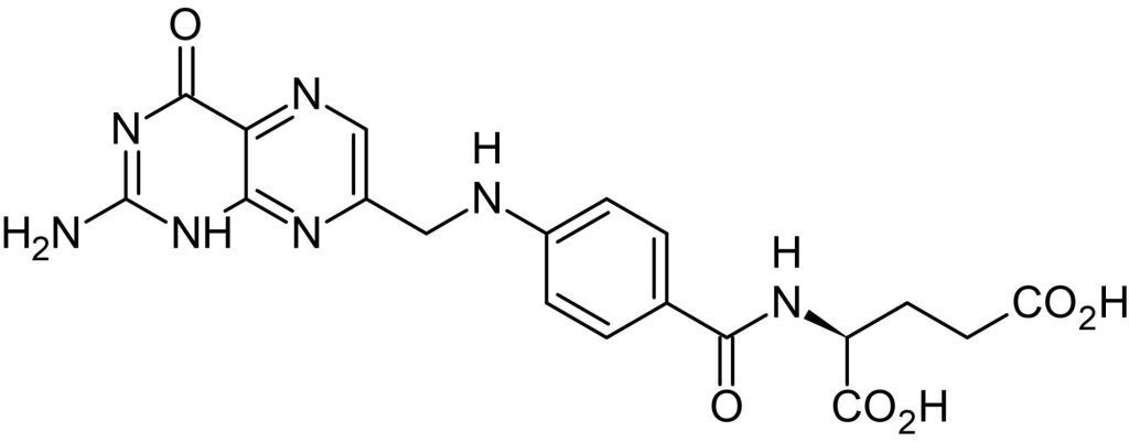 Image of Vitamin B9 Folic Acid molecular structure.