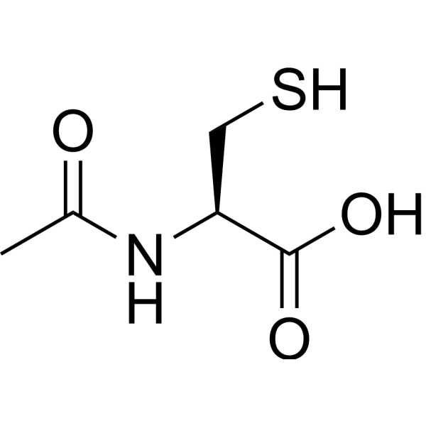 Image of N-Acetyl Cysteine molecular structure.
