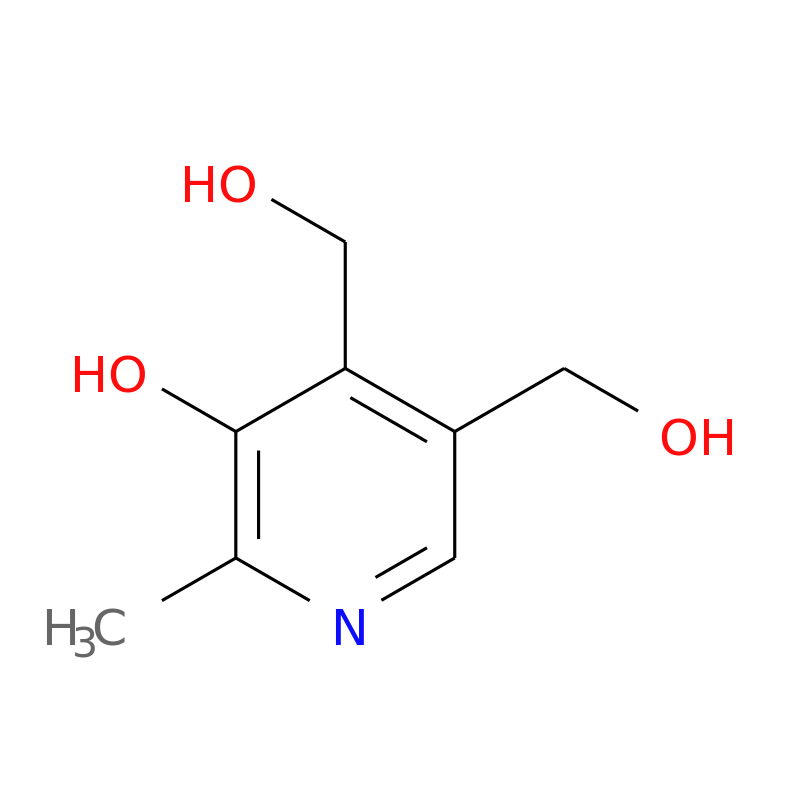 Image of pyridoxine Vitamin B6 molecular structure